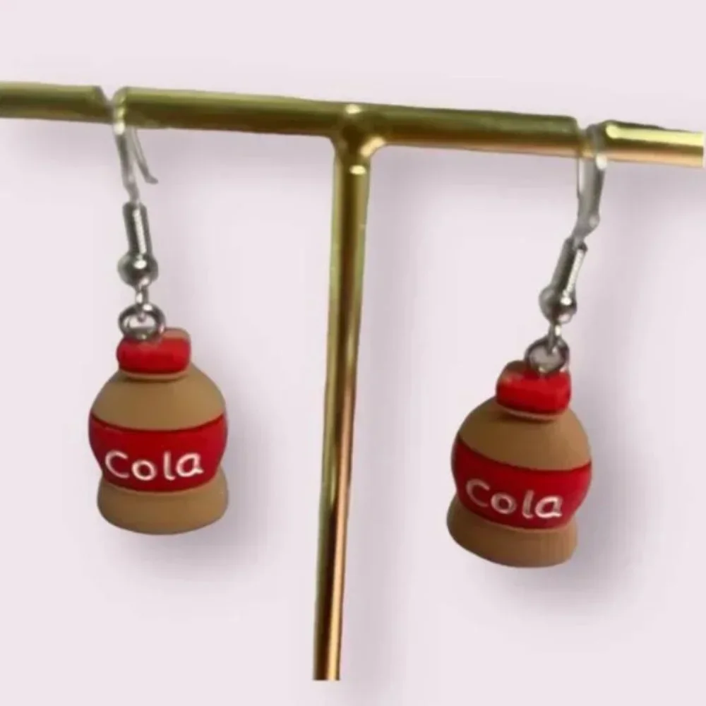 ⭐️❤️ FREE Soda Coke Coca Cola Bottle Drink Graphic Art Artsy Pop Drop Earrings